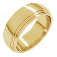 14K Yellow Gold 7 mm Double Stepped-Edge Flat Band Size 10