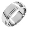14K White Gold 7 mm Double Stepped-Edge Flat Band Size 11.5