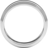 14K White Gold 7 mm Double Stepped-Edge Flat Band Size 11.5