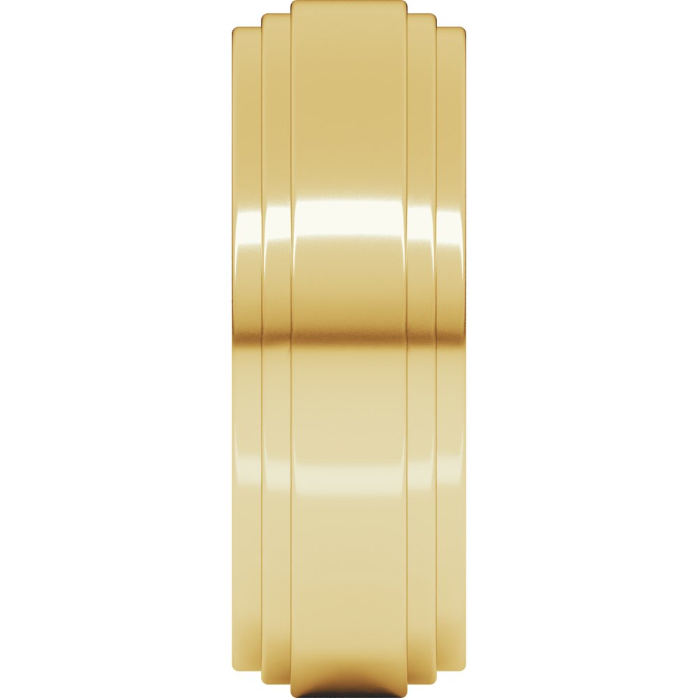14K Yellow Gold 7 mm Double Stepped-Edge Flat Band Size 10