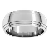 14K White Gold 7 mm Double Stepped-Edge Flat Band Size 11.5