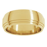 14K Yellow Gold 7 mm Double Stepped-Edge Flat Band Size 10