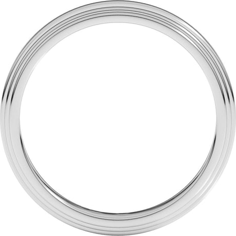 14K White Gold 3 mm Double Stepped-Edge Flat Band Size 8.5