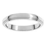 14K White Gold 3 mm Double Stepped-Edge Flat Band Size 8.5