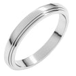 14K White Gold 3 mm Double Stepped-Edge Flat Band Size 8.5