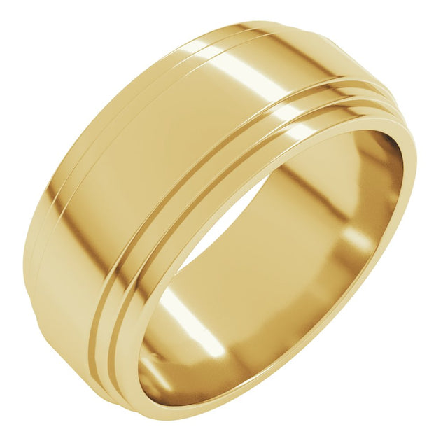 14K Yellow 8 mm Double Stepped-Edge Flat Band Size 13