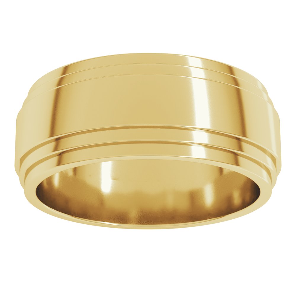 14K Yellow 8 mm Double Stepped-Edge Flat Band Size 13