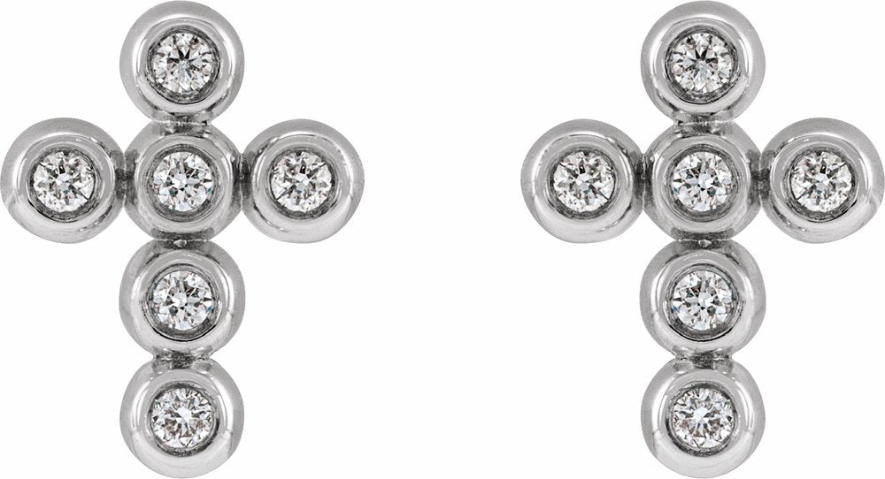 14K White .08 CTW Natural Diamond Cross Earrings