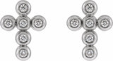 14K White .08 CTW Natural Diamond Cross Earrings