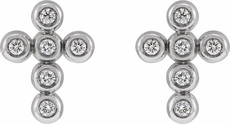 14K White .08 CTW Natural Diamond Cross Earrings