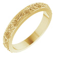 10K Yellow Gold 3.4 mm  Floral Flat Band Size 8