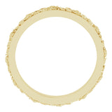 14K Yellow Gold 3.4 mm  Floral Flat Band Size 8