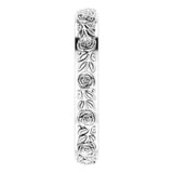 Sterling Silver 3.4 mm  Floral Flat Band Size 6.5
