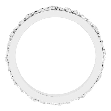 Sterling Silver 3.4 mm  Floral Flat Band Size 6.5