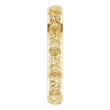 14K Yellow Gold 2.7 mm  Floral Flat Band Size 6