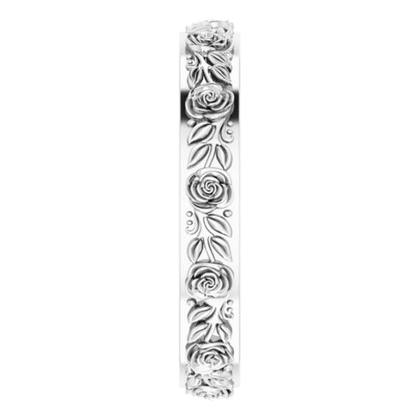 Continuum Sterling Silver 2.7 mm  Floral Flat Band Size 5.5
