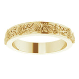 14K Yellow 2.7 mm  Floral Flat Band
