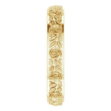 14K Yellow 2.7 mm  Floral Flat Band