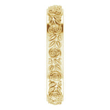 14K Yellow Gold 2.7 mm  Floral Flat Band Size 4