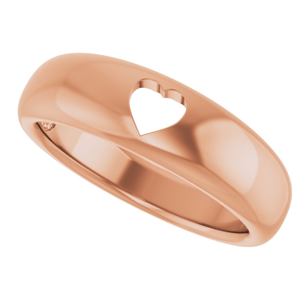 14K Rose Pierced Heart Ring