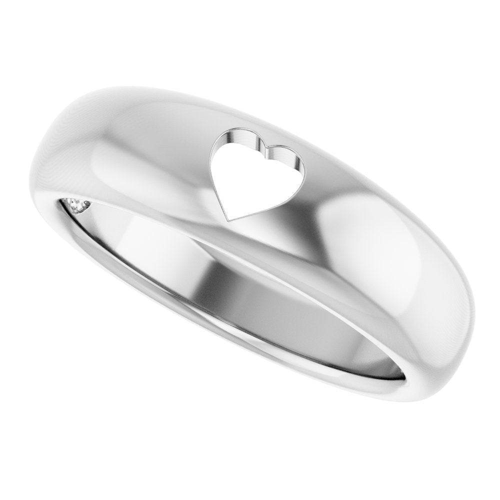 Sterling Silver Pierced Heart Ring