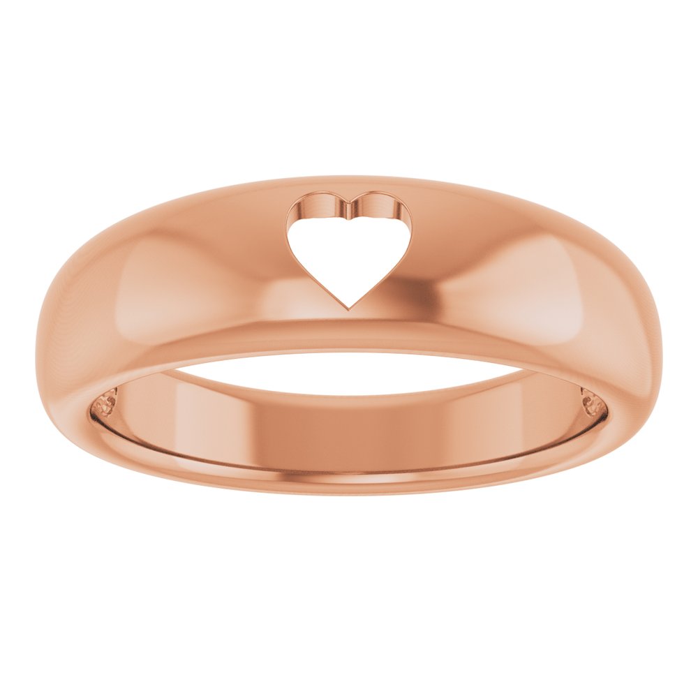 14K Rose Pierced Heart Ring