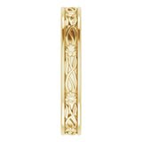 10K Yellow Gold 3.5 mm Floral Flat Band Size 8 