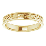 14K Yellow Gold 3.5 mm Floral Flat Band Size 6 