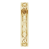 14K Yellow Gold 3.5 mm Floral Flat Band Size 6 