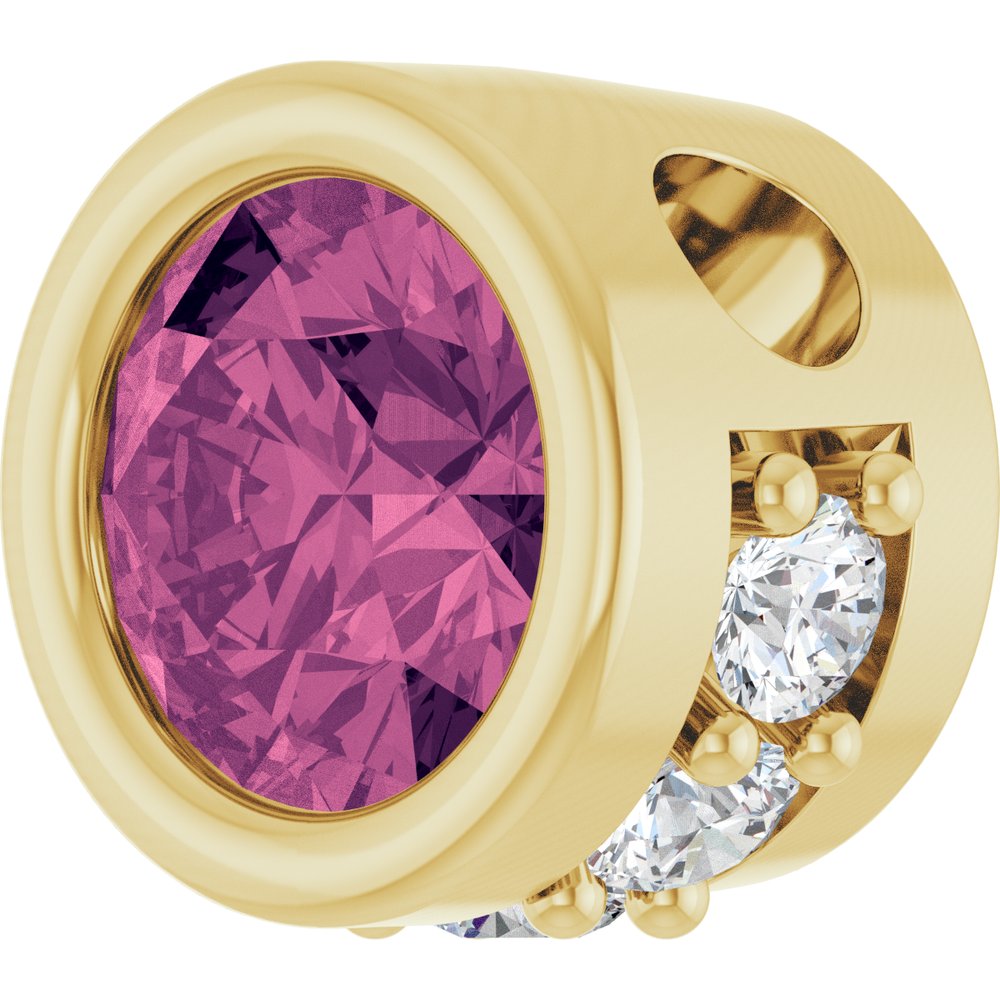 14K Yellow Gold Natural Pink Tourmaline & .07 CTW Natural Diamond Pendant