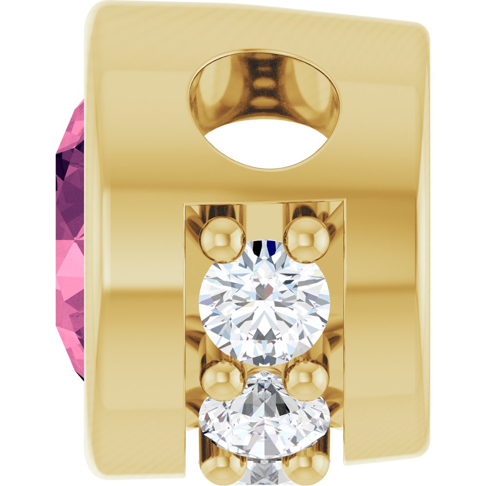 14K Yellow Gold Natural Pink Tourmaline & .07 CTW Natural Diamond Pendant