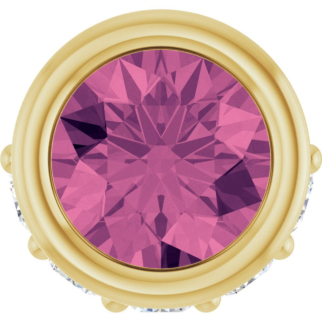 14K Yellow Gold Natural Pink Tourmaline & .07 CTW Natural Diamond Pendant