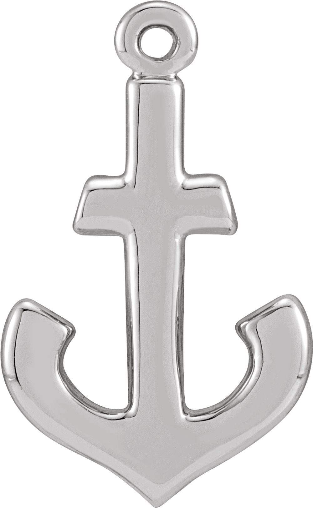 14K White Anchor Dangle