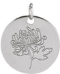 Sterling Silver Chrysanthemum November Birth Flower Pendant