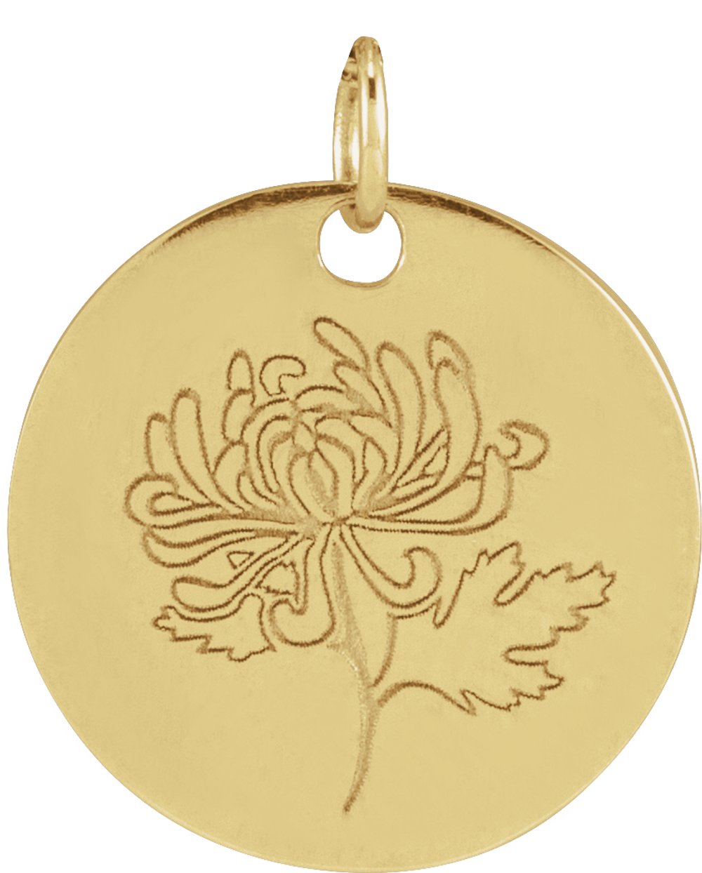 14K Yellow Gold Chrysanthemum November Birth Flower Pendant