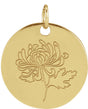 14K Yellow Gold Chrysanthemum November Birth Flower Pendant