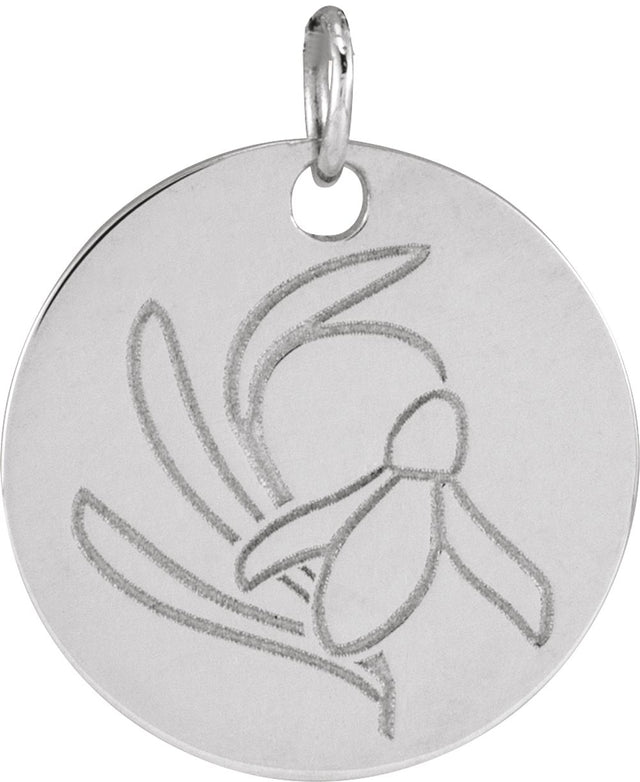 14K White Snow Drop January Birth Flower Pendant