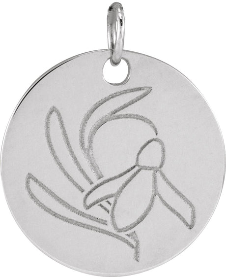 Sterling Silver Snow Drop January Birth Flower Pendant