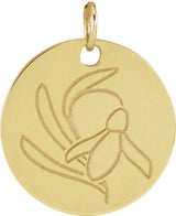 14K Yellow Gold Snow Drop January Birth Flower Pendant