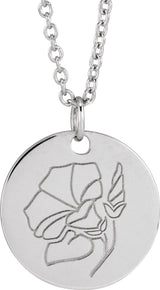 Sterling Silver Morning Glory September Birth Flower 16-18" Necklace