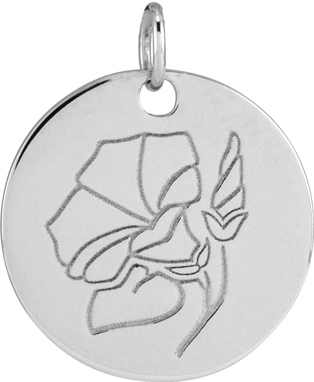 14K White Gold Morning Glory September Birth Flower Pendant