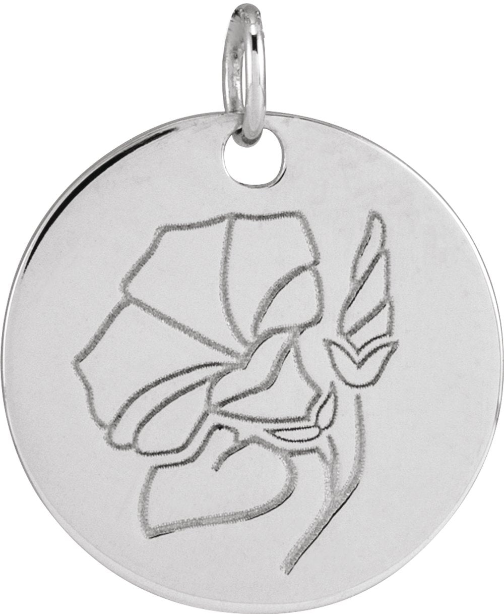 14K White Gold Morning Glory September Birth Flower Pendant