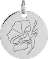 14K White Gold Morning Glory September Birth Flower Pendant
