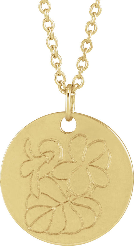 18K Yellow Gold-Plated Sterling Silver Violet February Birth Flower 16-18" Necklace