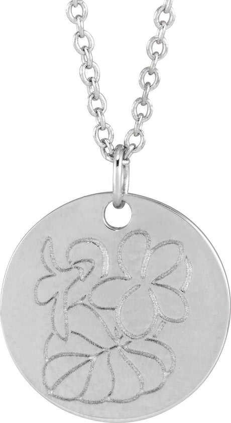 Sterling Silver Violet February Birth Flower 16-18" Necklace