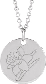 Sterling Silver Daffodil March Birth Flower 16-18" Necklace