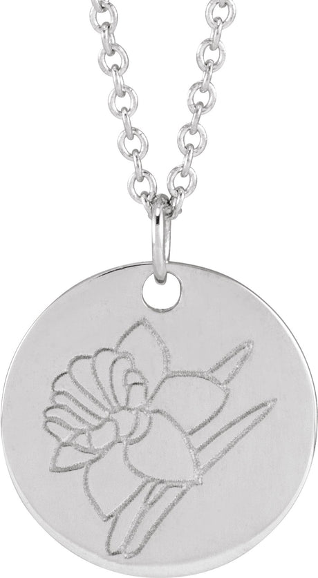 Sterling Silver Daffodil March Birth Flower 16-18" Necklace