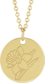 18K Yellow Gold-Plated Sterling Silver Daffodil March Birth Flower 16-18" Necklace