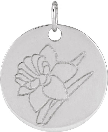 Sterling Silver Daffodil March Birth Flower Pendant
