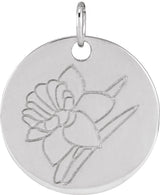 Sterling Silver Daffodil March Birth Flower Pendant